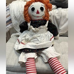 Vintage 37” Extra Large XL Raggedy Ann Doll w/ Apron and Pantaloons